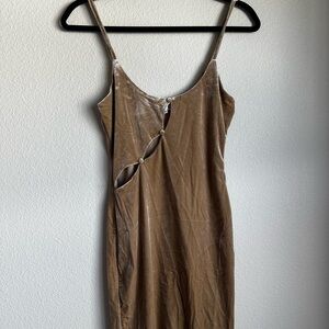 Chic Tan Velvet Mini Dress